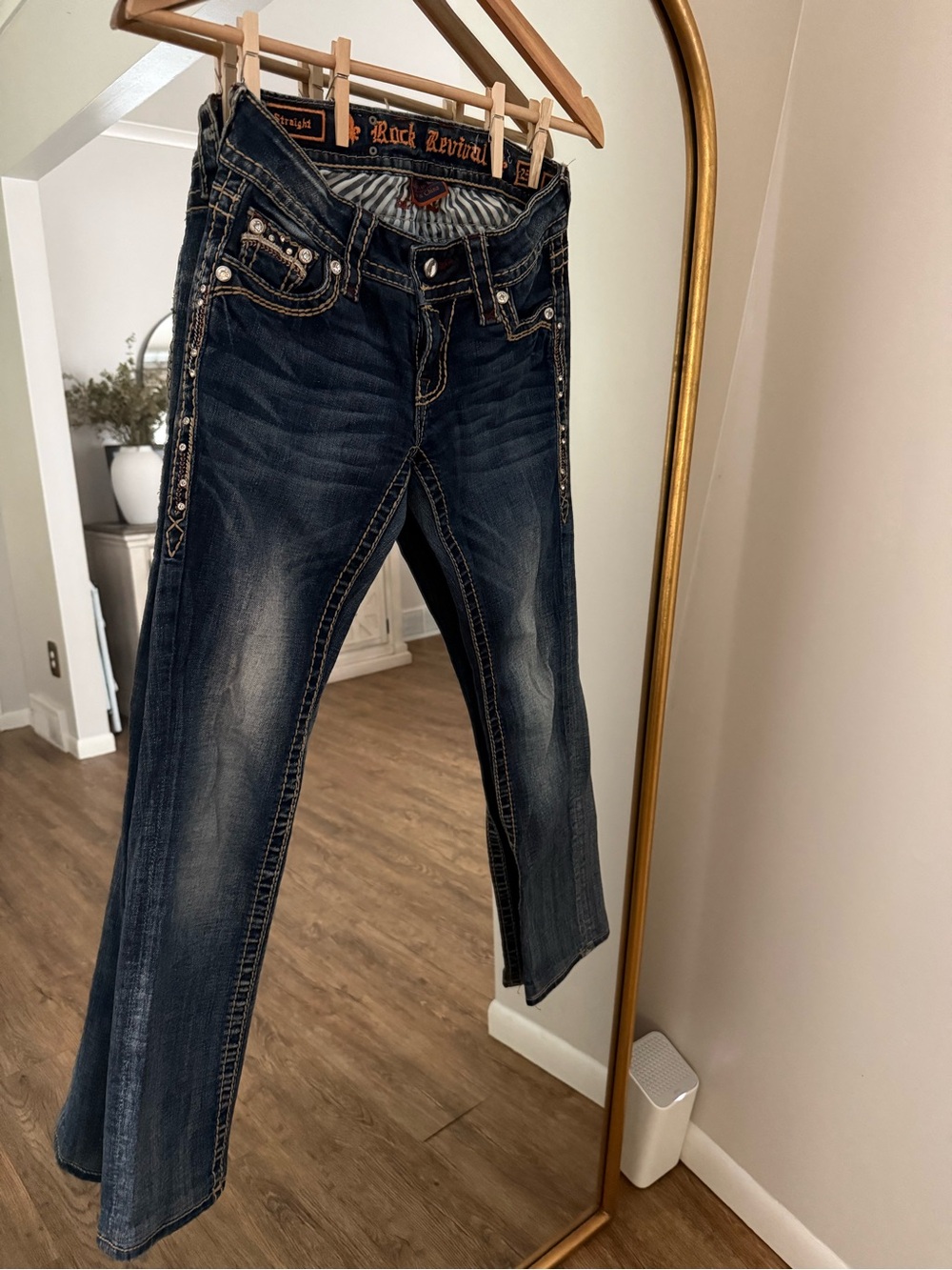 Rock Revival Women’s Celinda Straight Bootcut Embellished Jeans Size 25